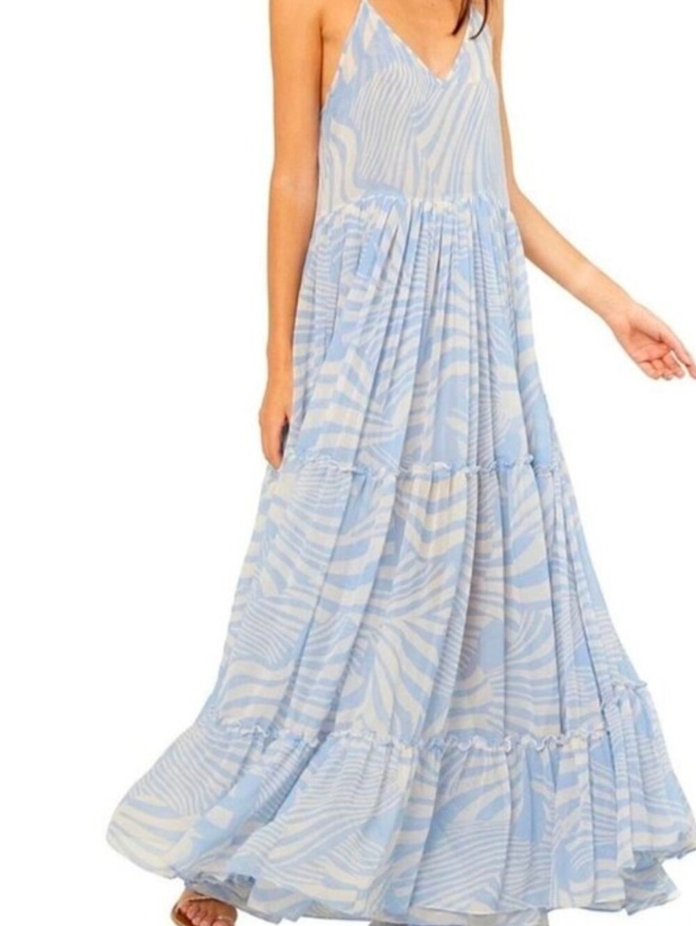 MISA Anthropologie Bia Ruffled Tiered Flowy Ethereal Maxi Dress Size Small